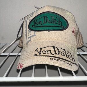 Von Dutch Tan and Green Trucker Cap